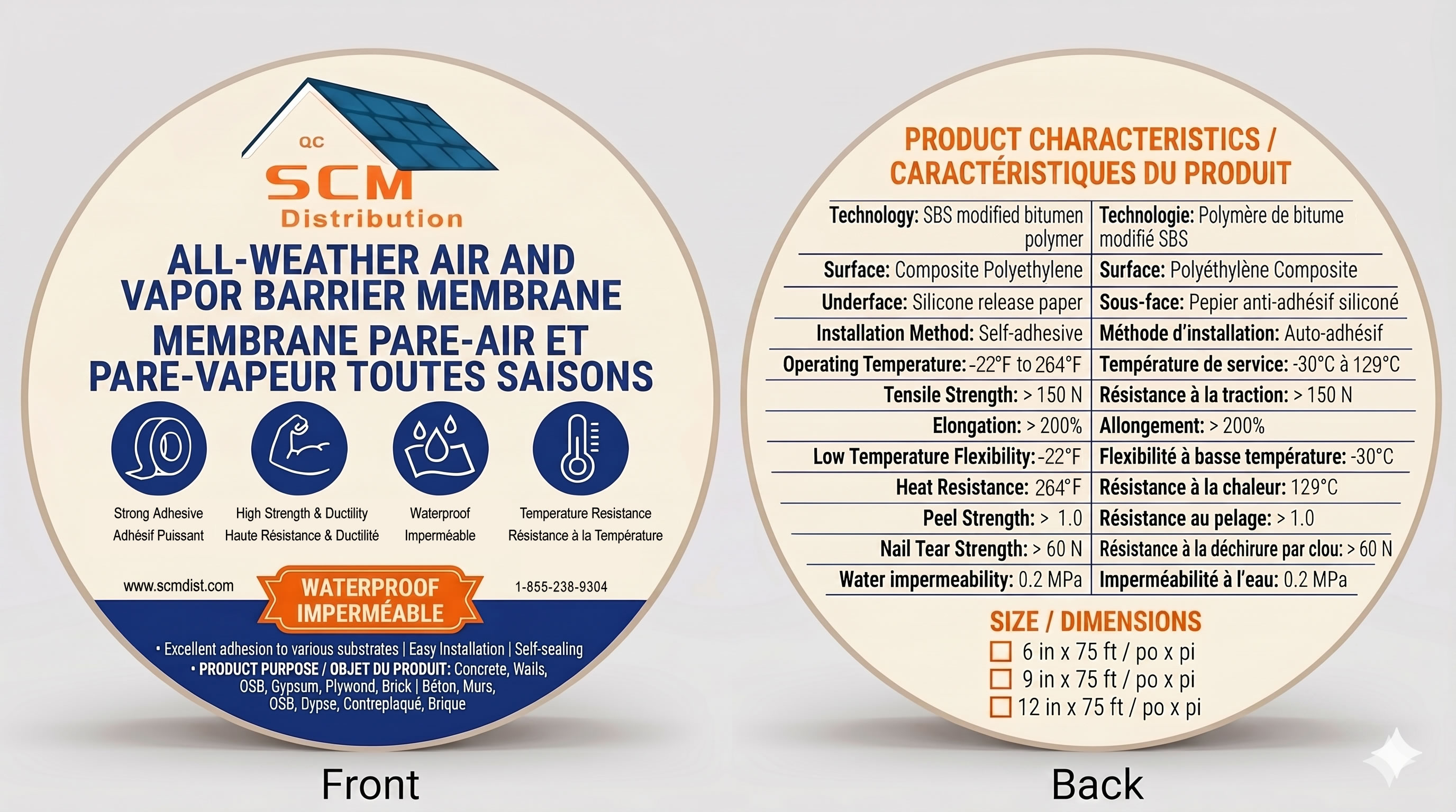 S.C.M. Waterproof Tape roll