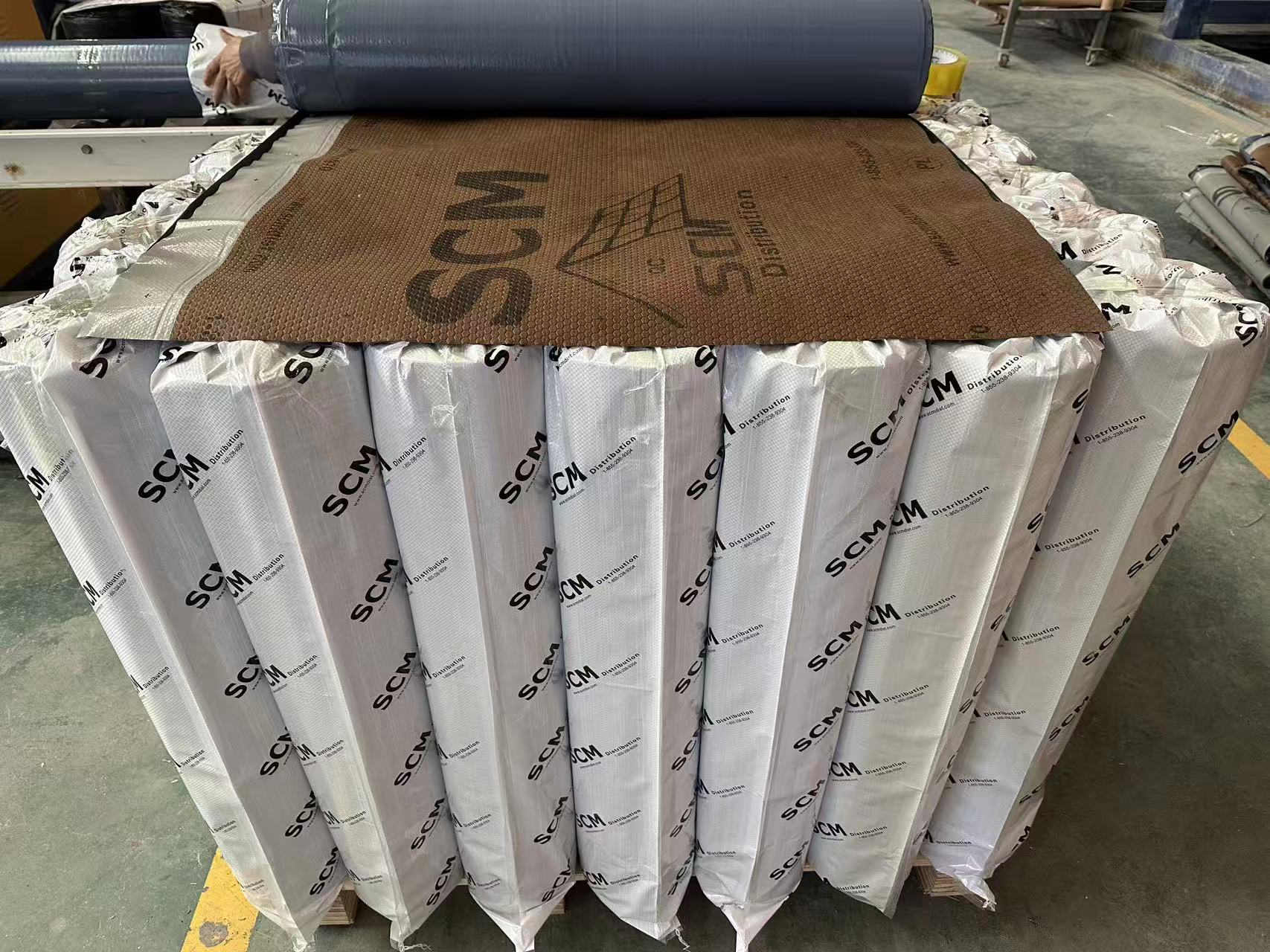 Chocolate membrane roll opened on packaged rolls